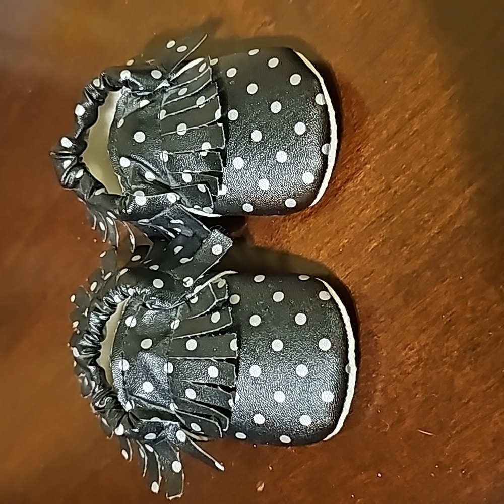 Adorable black and silver baby girl shoes